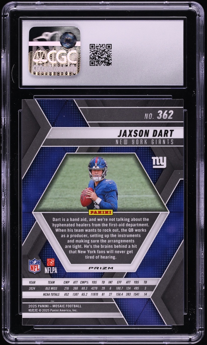 2025 Panini Mosaic Red & White Stripe Jaxson Dart ROOKIE #362 CGC 10 GEM MINT