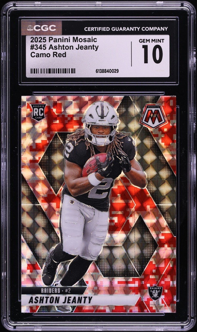2025 Panini Mosaic Camo Red Ashton Jeanty ROOKIE #345 CGC 10 GEM MINT