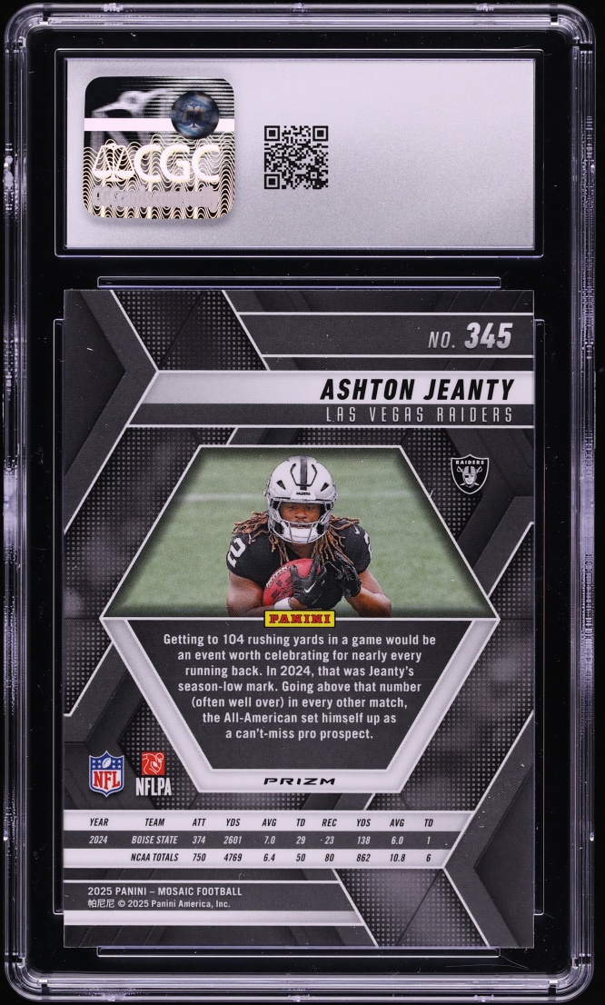 2025 Panini Mosaic Camo Red Ashton Jeanty ROOKIE #345 CGC 10 GEM MINT