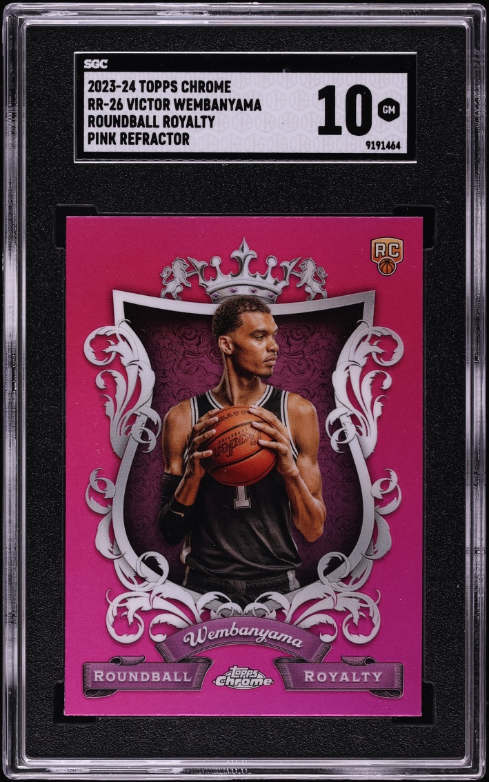 2023 Topps Chrome Roundball Royalty Pink Refractor Victor Wembanyama ROOKIE #RR-26 SGC 10 GEM