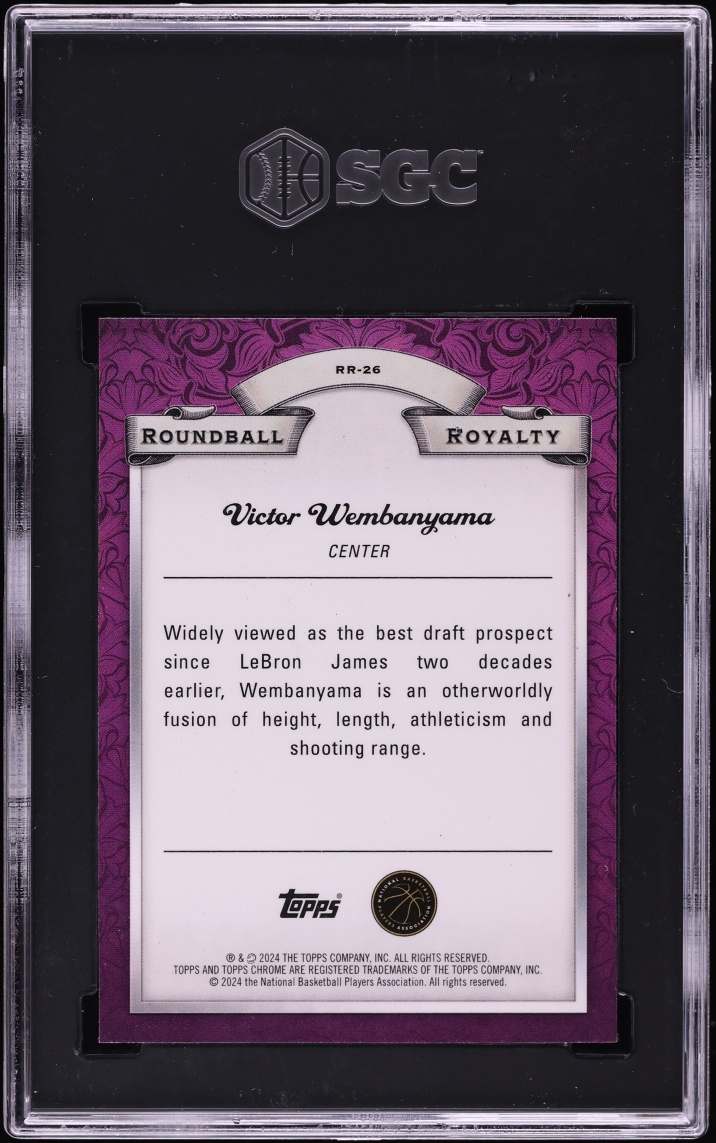 2023 Topps Chrome Roundball Royalty Pink Refractor Victor Wembanyama ROOKIE #RR-26 SGC 10 GEM