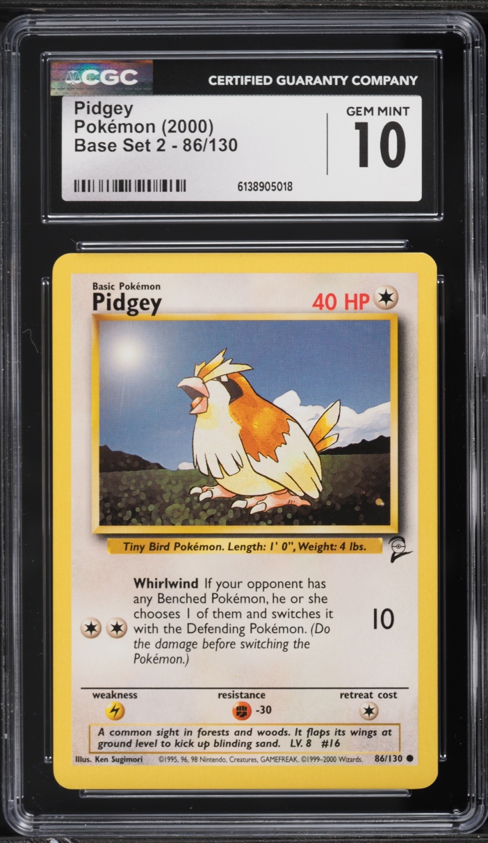 2000 Pokemon Base Set 2 Pidgey #86 CGC 10 GEM MINT