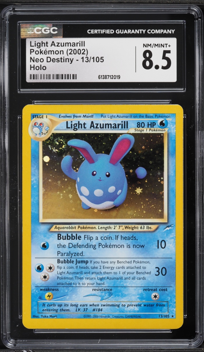 2002 Pokemon Neo Destiny Holo Light Azumarill #13 CGC 8.5 NM-MT+