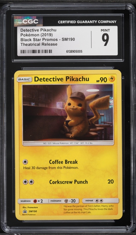 2019 Pokemon Sun & Moon Black Star Promo Theatrical Release Detective Pikachu #SM190 CGC 9 MINT