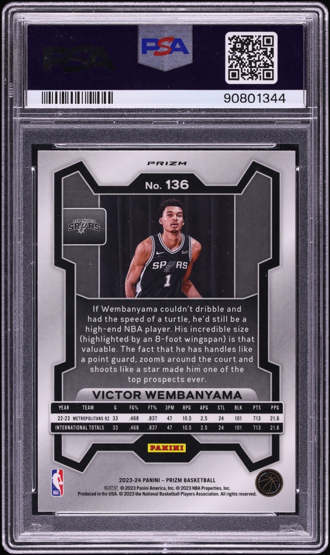 2023 Panini Prizm Red Ice Victor Wembanyama ROOKIE #136 PSA 10 GEM MINT