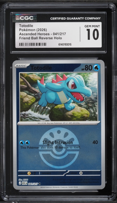 2026 Pokemon Mega Evolution Ascended Heroes Friend Ball Holo Totodile #41 CGC 10 GEM MINT