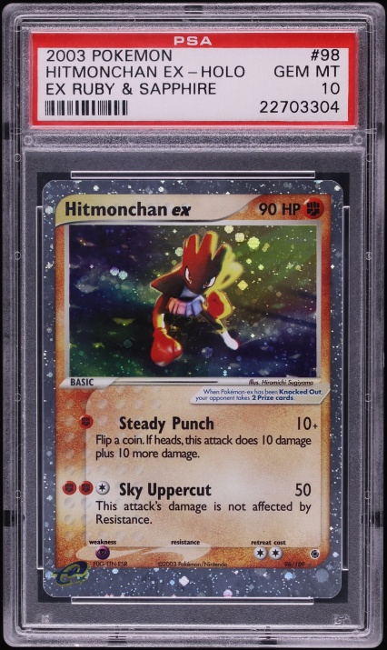 2003 Pokemon EX Ruby & Sapphire Holo Hitmonchan ex #98 PSA 10 GEM MINT ...