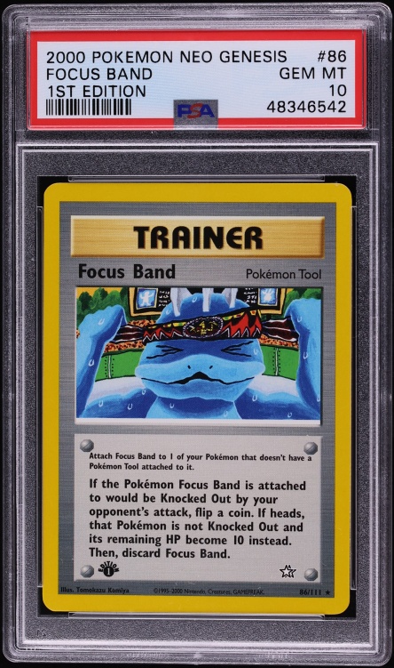 2000 Pokemon Neo Genesis 1st Edition Focus Band #86 PSA 10 GEM MINT