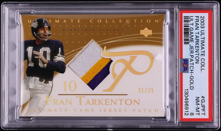 2003 Ultimate Collection Ultimate Game Jersey Gold Fran Tarkenton PATCH /25 #GJPFT PSA 8 NM-MT
