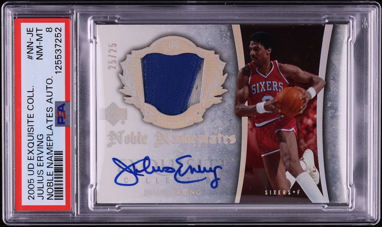 2005 Exquisite Collection Noble Nameplates Julius Erving PATCH AUTO 25/25 #NN-JE PSA 8 NM-MT