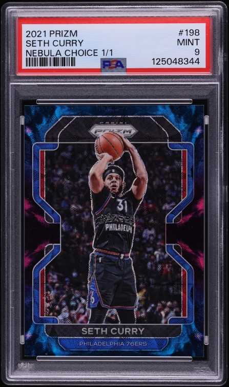 2021 Panini Prizm Nebula Choice Seth Curry 1/1 #198 PSA 9 MINT