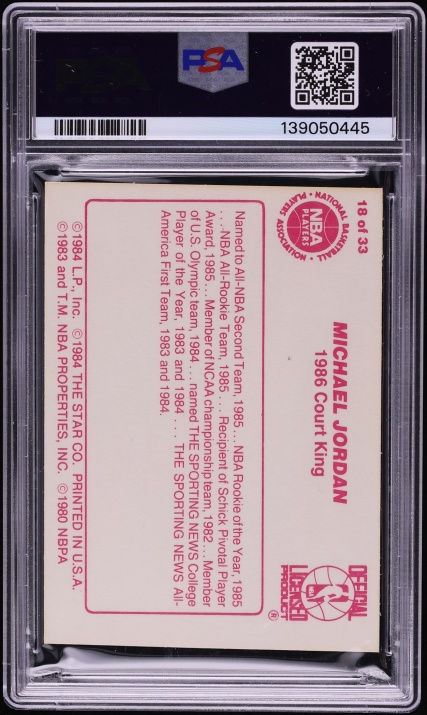 1986 Star Court Kings Michael Jordan ROOKIE #18 PSA 7 NRMT