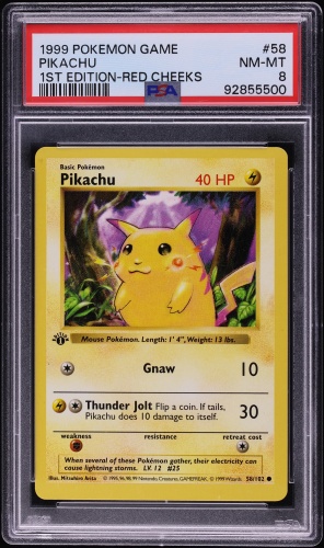 1999 Pokemon Base Shadowless 1st Ed. Thick Stamp Red Cheeks