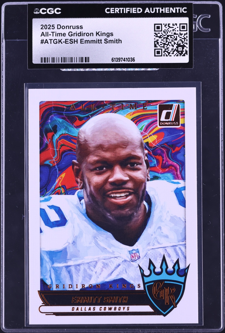 2025 Donruss All Time Gridiron Kings Emmitt Smith #ATGK-ESH CGC AUTH