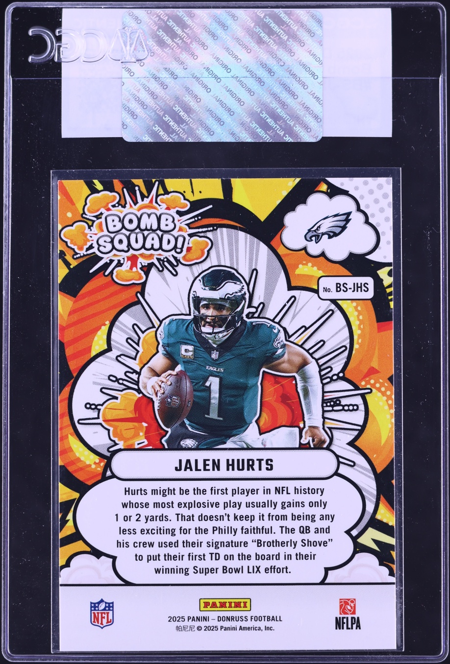 2025 Donruss Bomb Squad! Jalen Hurts #BS-JHS CGC AUTH