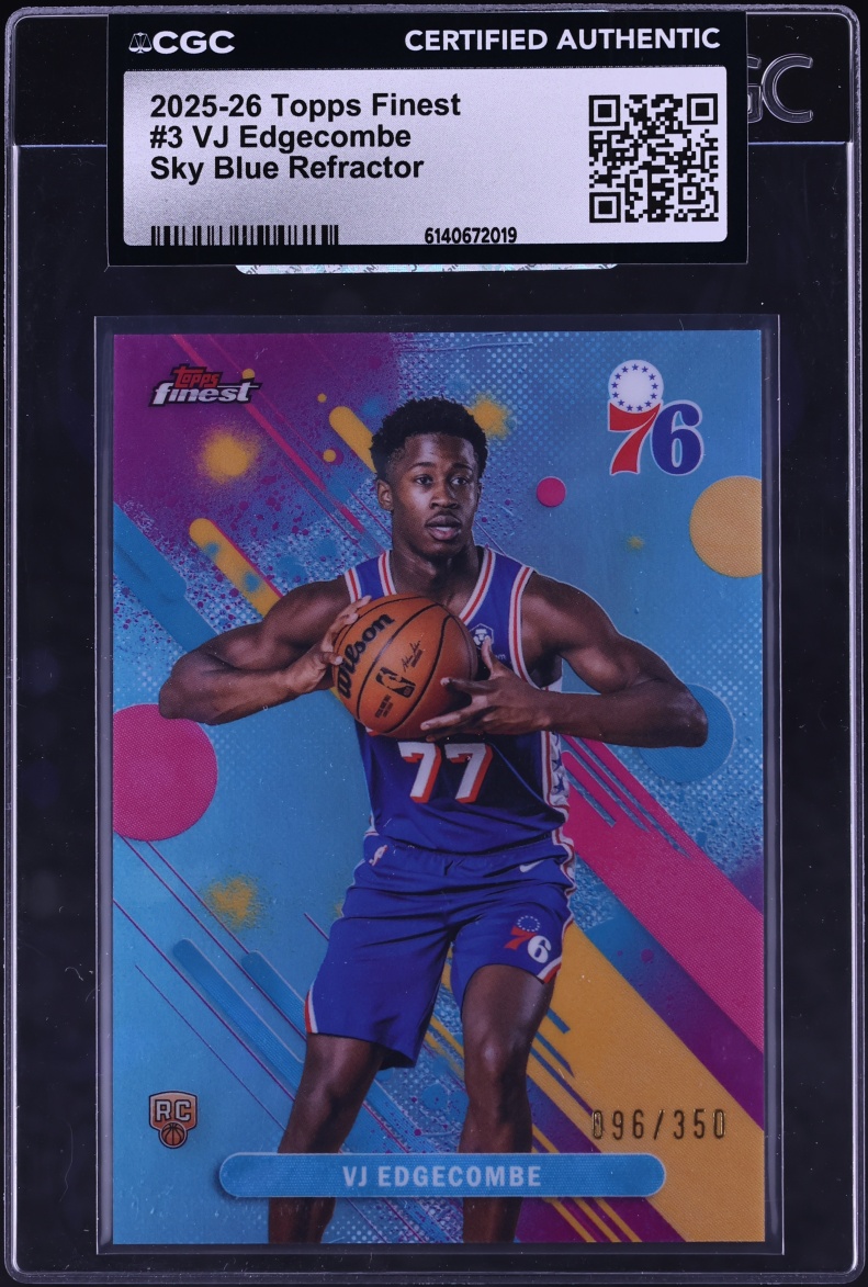 2025 Finest Sky Blue Refractor VJ Edgecombe ROOKIE /350 #3 CGC AUTH