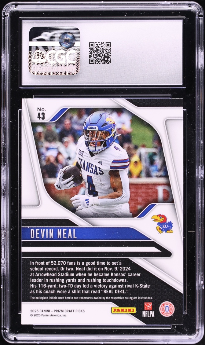 2025 Panini Prizm Draft Picks Devin Neal ROOKIE #43 CGC 10 GEM MINT
