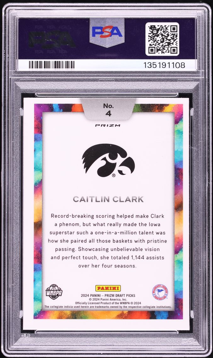 2024 Panini Prizm Draft Picks Color Blast Caitlin Clark ROOKIE #4 PSA 10 GEM MINT