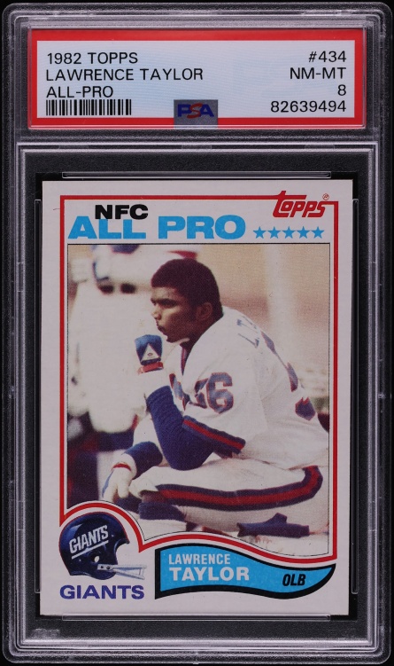 1982 Topps Football Lawrence Taylor ROOKIE, ALL-PRO #434 PSA 8 NM-MT