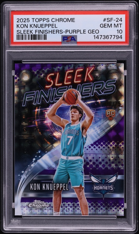 2025 Topps Chrome Sleek Finishers Purple Geo Kon Knueppel ROOKIE /75 #SF-24 PSA 10 GEM MINT