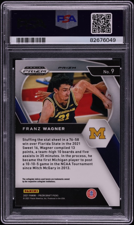 2021 Panini Prizm Draft Picks Choice Tiger Stripe Prizm Franz Wagner ROOKIE #9 PSA 10 GEM MINT