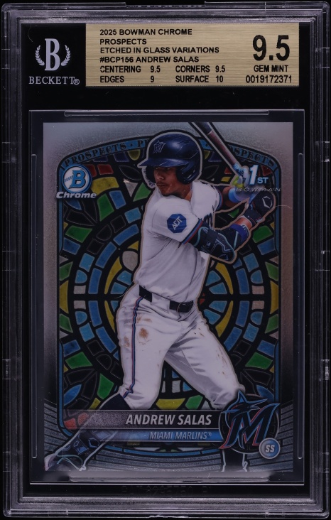 2025 Bowman Chrome Etched In Glass Variation Andrew Salas PROSPECT #BCP-156 BGS 9.5 GEM MINT
