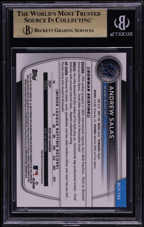 2025 Bowman Chrome Etched In Glass Variation Andrew Salas PROSPECT #BCP-156 BGS 9.5 GEM MINT