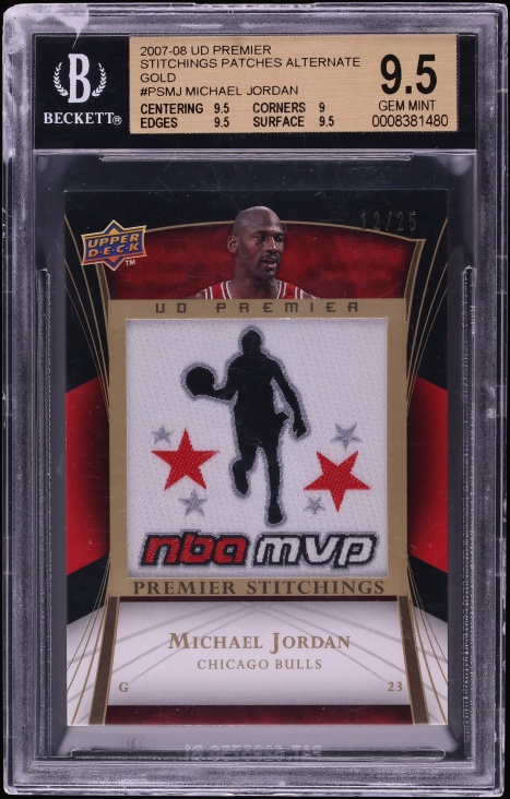 2007 Upper Deck Premier Stitchings Alternate Gold Michael Jordan PATCH /25 #PSMJ BGS 9.5 GEM