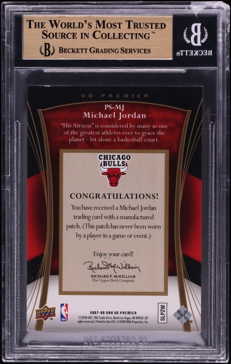 2007 Upper Deck Premier Stitchings Alternate Gold Michael Jordan PATCH /25 #PSMJ BGS 9.5 GEM
