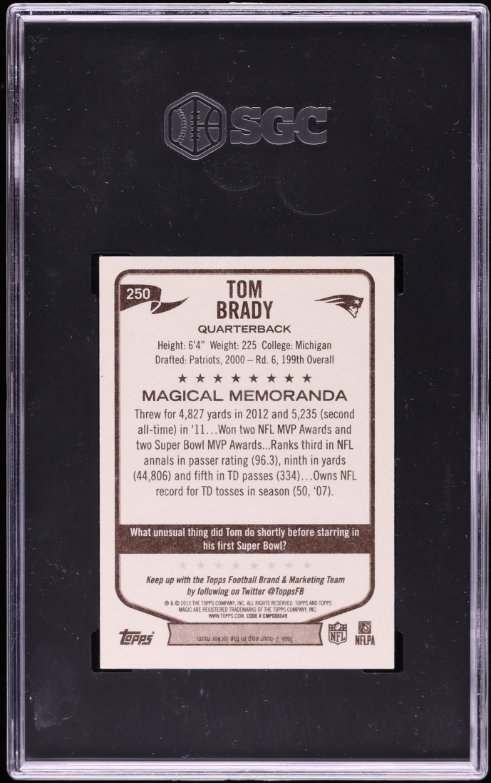 2013 Topps Magic Mini Red Border Tom Brady /50 #250 SGC 9.5 MINT+
