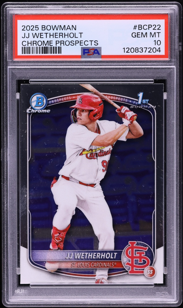 2025 Bowman Chrome J.J. Wetherholt PROSPECT #BCP-22 PSA 10 GEM MINT