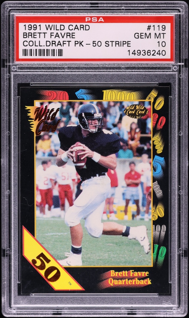 1991 Wild Card College Draft Picks 50 Stripe Brett Favre ROOKIE #119 PSA 10 GEM MINT