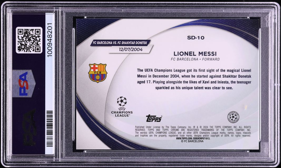 2023 Topps Chrome UEFA Starball Debut Gold Mini Diamond Lionel Messi /50 #SD10 PSA 10 GEM