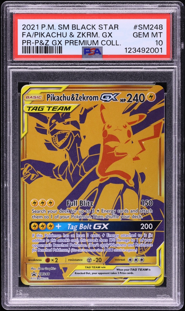 2021 Pokemon Sun & Moon Promo Premium Collection Full Art Pikachu & Zekrom GX #SM248 PSA 10 GEM