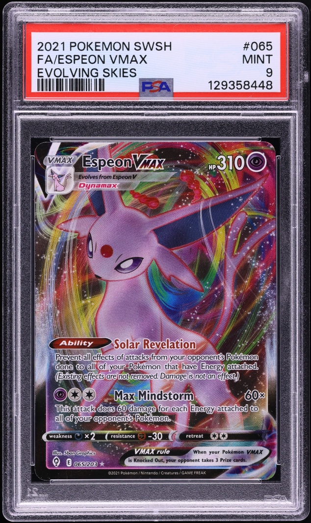 2021 Pokemon Sword & Shield Evolving Skies Full Art Espeon VMAX #65 PSA 9 MINT
