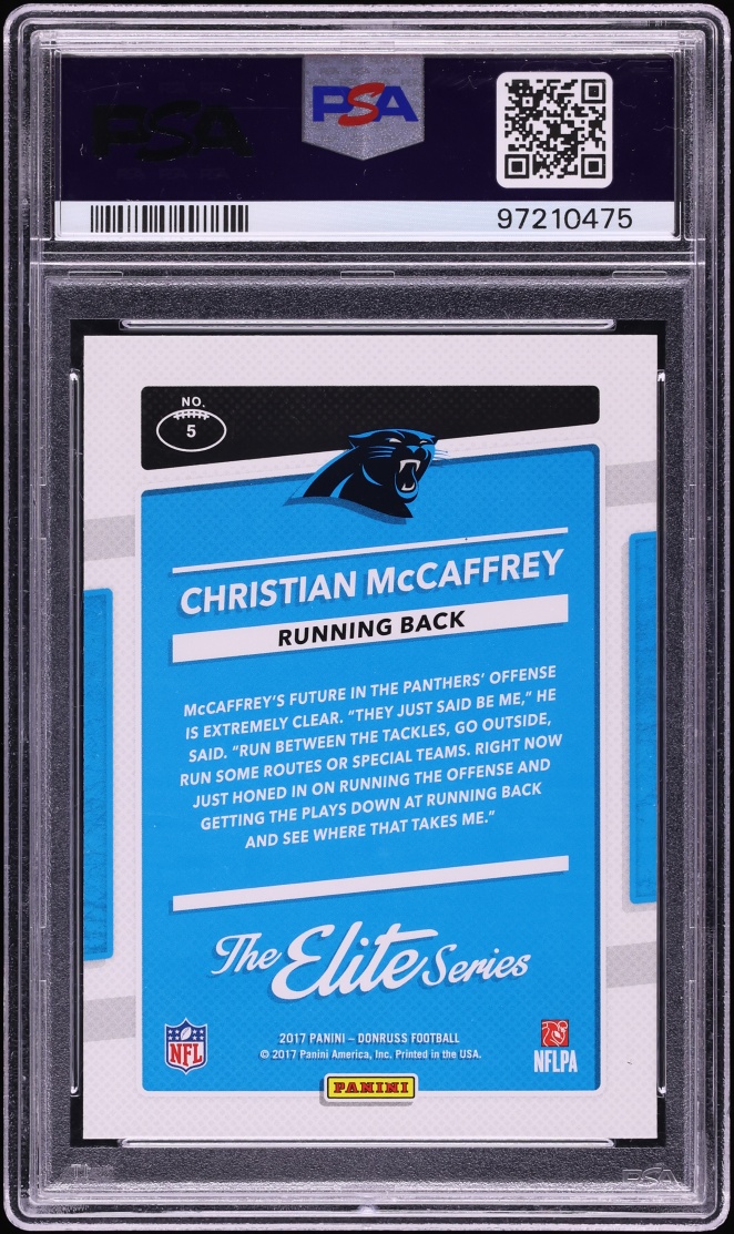 2017 Donruss The Elite Series Christian McCaffrey ROOKIE #5 PSA 10 GEM MINT