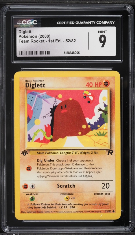 2000 Pokemon Team Rocket 1st Edition Diglett #52 CGC 9 MINT