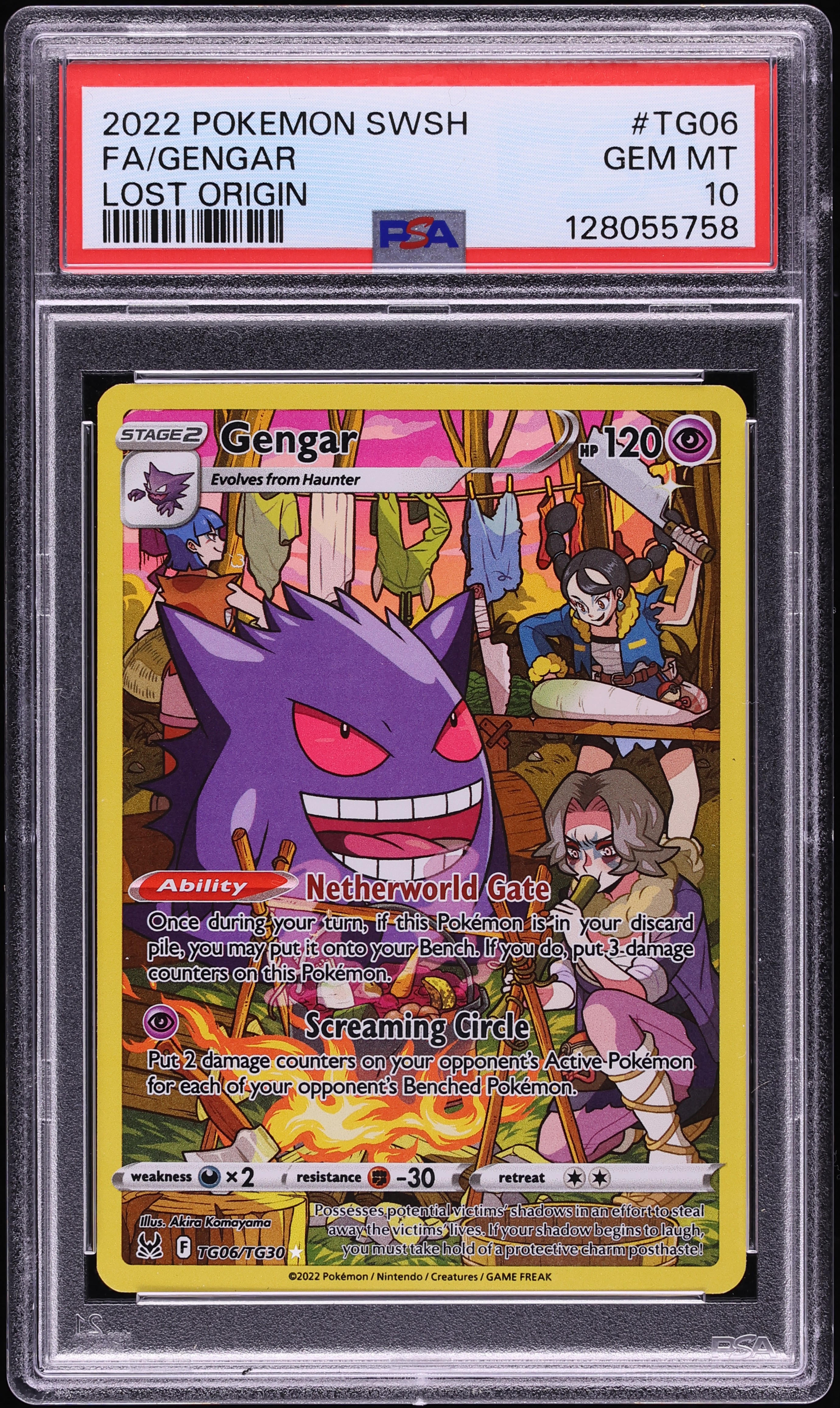 2022 Pokemon Sword & Shield Lost Origin Full Art Gengar #TG06 PSA