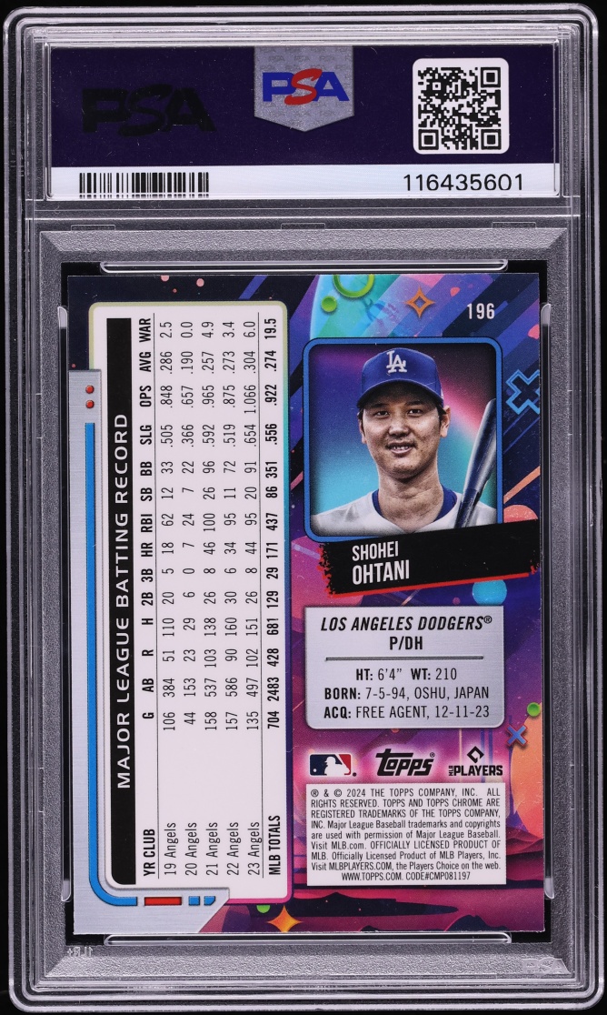 2024 Topps Chrome Cosmic Nucleus Refractor Shohei Ohtani #196 PSA 10 GEM MINT