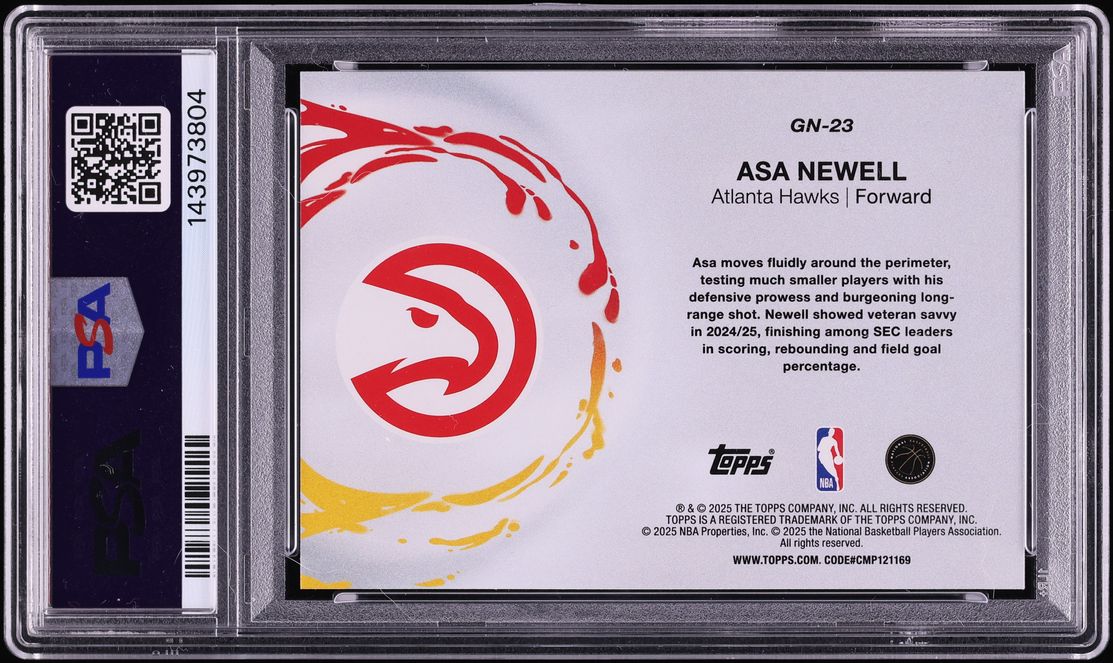 2025 Topps Generation Now Holo Foil Asa Newell ROOKIE #GN-23 PSA 10 GEM MINT