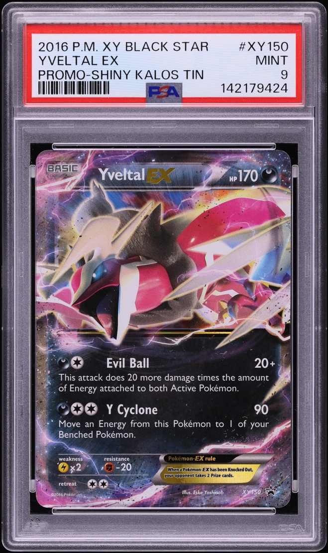 2016 Pokemon XY Black Star Promo Shiny Kalos Tin Holo Yveltal EX #XY150 PSA 9 MINT