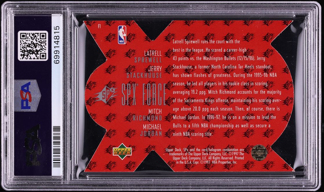 1996 SPx Force Die-Cut Stackhouse Richmond Sprewell Michael Jordan #F1 PSA 7 NRMT