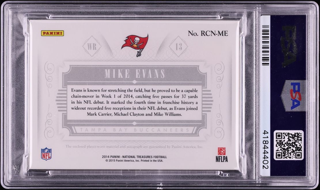 2014 National Treasures Colossal Jersey Number Mike Evans ROOKIE PATCH AUTO /99 PSA 10 GEM MINT