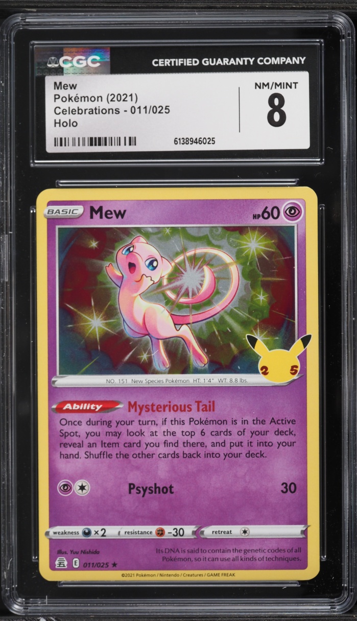 2021 Pokemon Sword & Shield Celebrations Holo Mew #11 CGC 8 NM-MT
