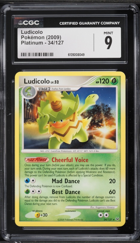 2009 Pokemon HeartGold & SoulSilver Platinum Ludicolo #34 CGC 9 MINT on Fanatics Collect 2009 Pokemon HeartGold & SoulSilver Platinum Ludicolo #34 CGC 9 MINT on Fanatics Collect