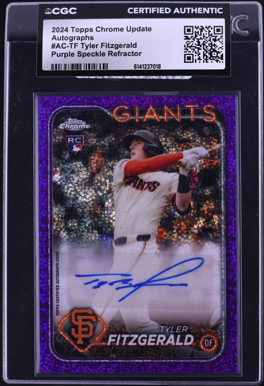2024 Topps Chrome Update Purple Speckle Refractor Tyler Fitzgerald ROOKIE AUTO /299 CGC AUTH