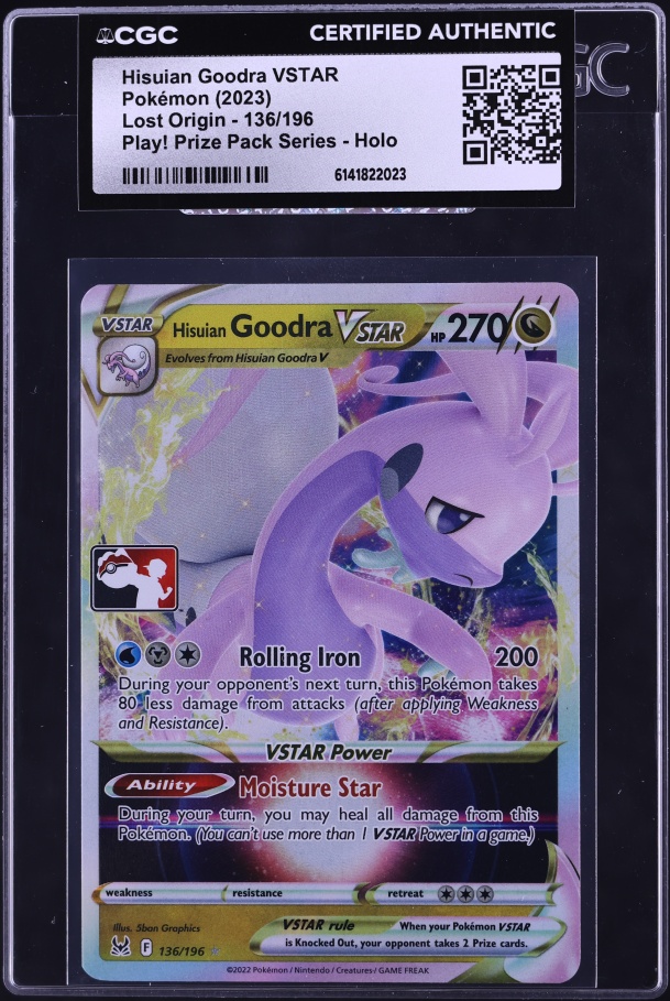 2023 Pokemon SWSH Lost Origin Play! Prize Pack Series Holo Hisuian Goodra VSTAR #136 CGC AUTH