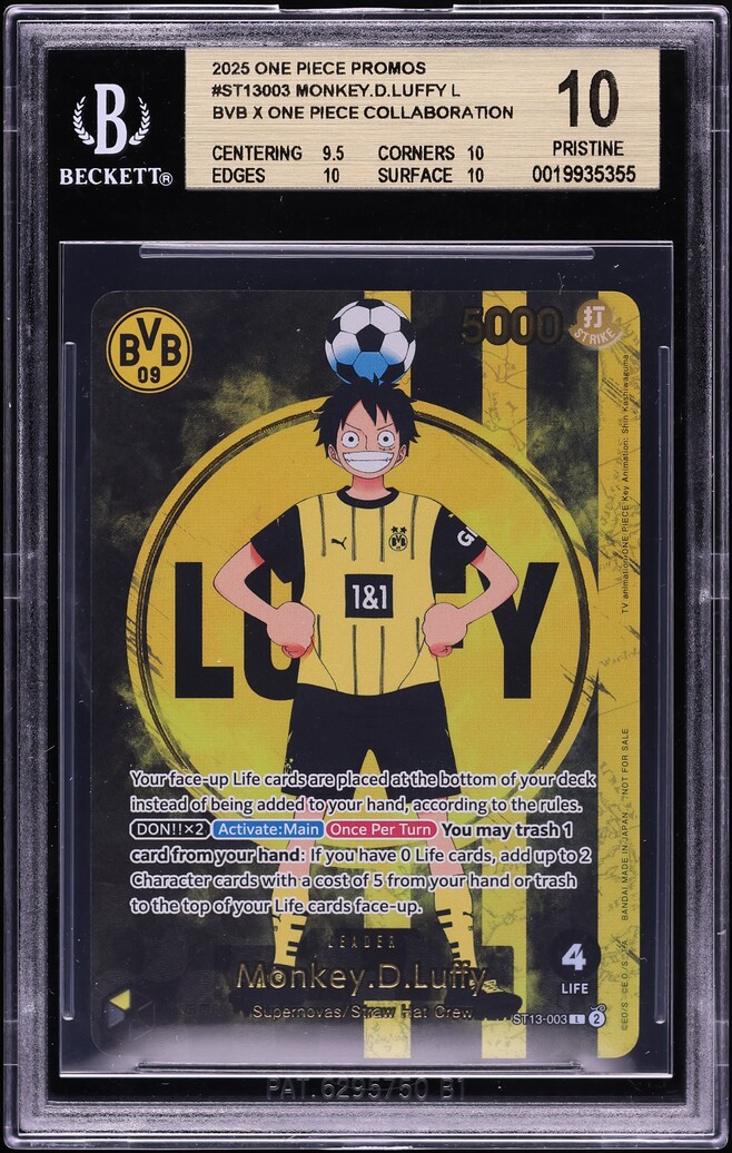 2025 One Piece Promo BVB Monkey D. Luffy #ST13-003 BGS 10 PRISTINE