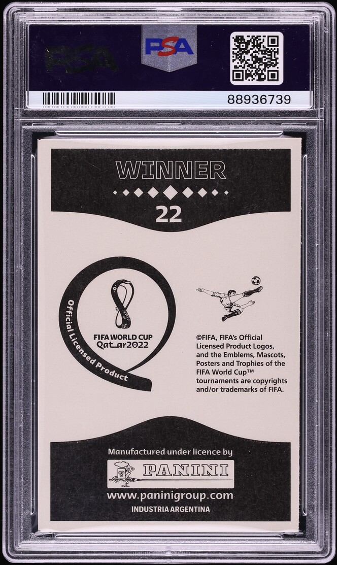 2022 Panini FIFA World Cup Qatar Stickers Winner Hand Cut Lionel Messi #22 PSA 8 NM-MT