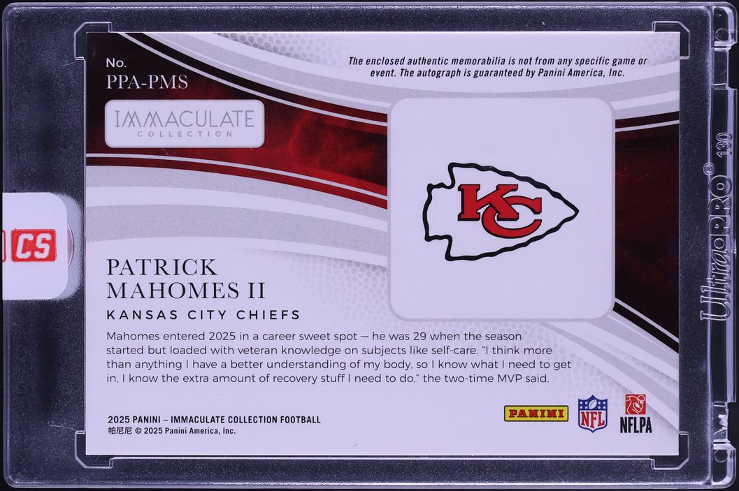 2025 Immaculate Collection Premium Platinum Patrick Mahomes II NIKE LOGO PATCH AUTO 1/1